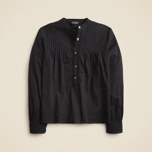 NEW!! J. CREW Pintuck Lace Trim Top Blouse Cotton Voile Solid Black Preppy Small